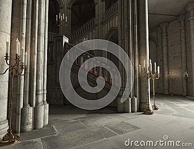 3D rendered interior of a royal chamber Stock Photo