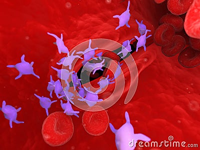 Active blood platelets Cartoon Illustration