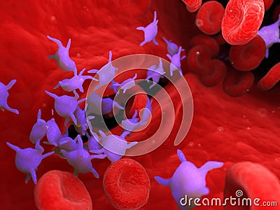 Active blood platelets Cartoon Illustration