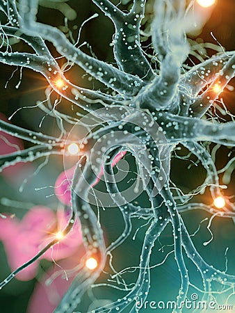An active human nerve cell Cartoon Illustration