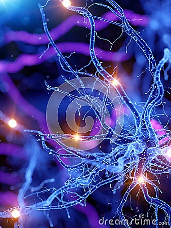 An active human nerve cell Cartoon Illustration