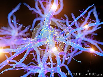 An active nerve cell Cartoon Illustration