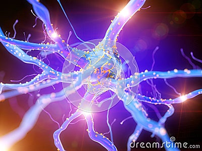 An active nerve cell Cartoon Illustration