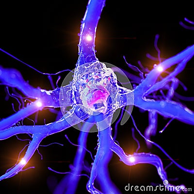 An active nerve cell Cartoon Illustration