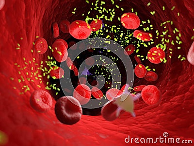 Bacterias in an artery Cartoon Illustration