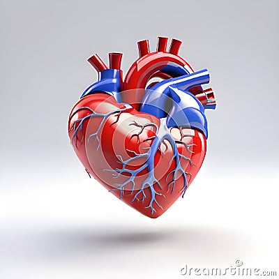 3d rendered medically accurate illustration of a heart with 2 bypasses Cartoon Illustration