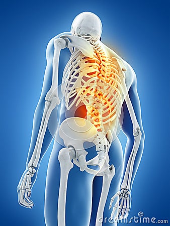 A man having back pain Cartoon Illustration