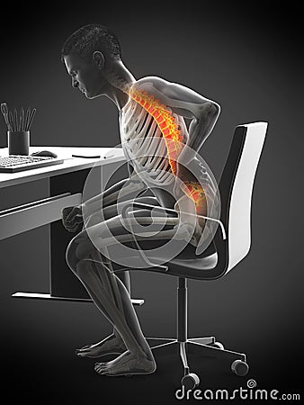 A man having a backache Cartoon Illustration