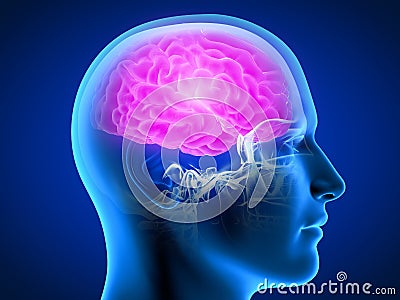 3d rendered medically accurate illustration of a man having a painful brain Cartoon Illustration