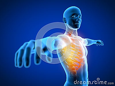 3d rendered medically accurate illustration of a man having a painful chest Cartoon Illustration