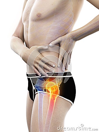 Painful hip joint Cartoon Illustration