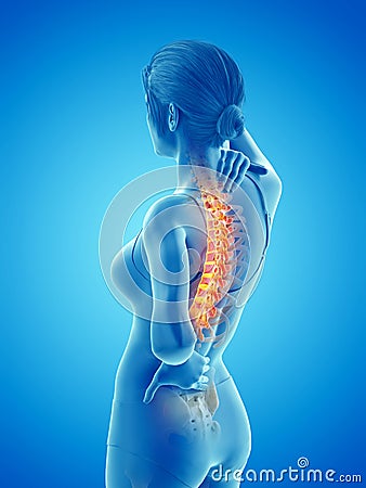 A woman having a backache Cartoon Illustration