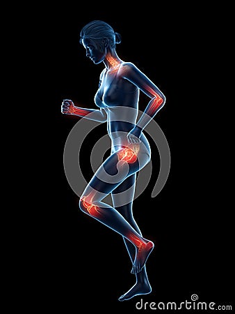 Painful joints while walking Cartoon Illustration