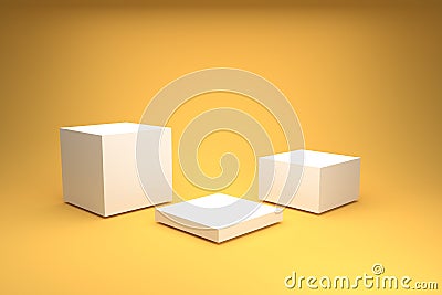 3d rendered multi level podium on a seamless orange backdrop for showcasing products Stock Photo