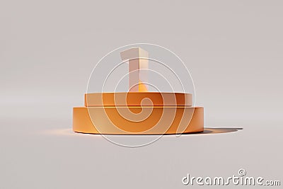 3d rendered number 1 on golden round-shaped flat stage on a gray surface Stock Photo