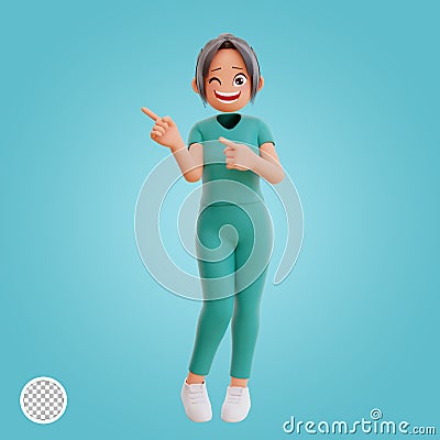 3d rendered nurse pointing up Stock Photo