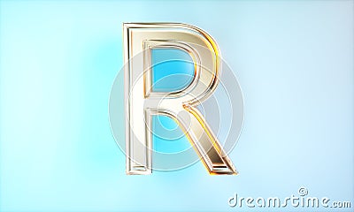 3d rendering effect metal number R Stock Photo