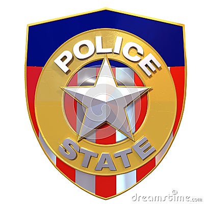3d rendered police state badge Cartoon Illustration