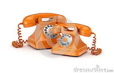 3d rendered retro telephones Stock Photo