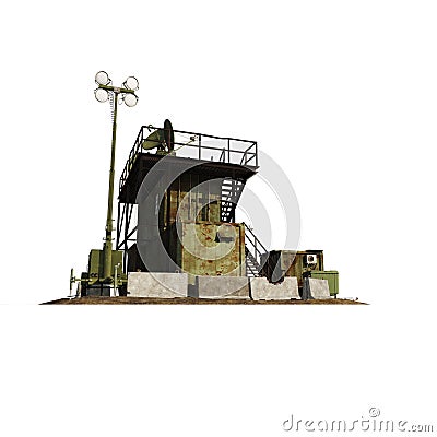 3D rendered scale model of an old guard watch tower Stock Photo