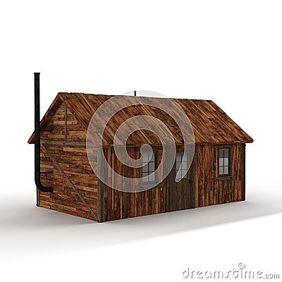 3D rendered scale model of an old rustic house Stock Photo