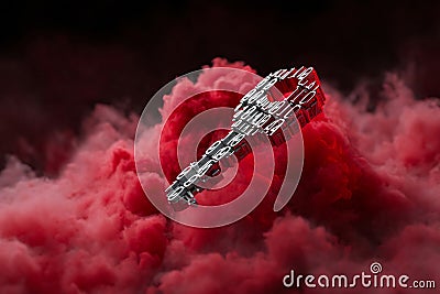 3d rendered security key floating in a cloud of encrypted data, cybersecurity access control theme, Generative AI Stock Photo