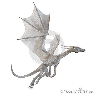A 3d rendered white flying dragon Stock Photo