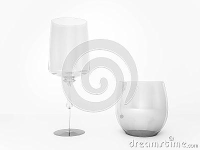 3d rendered, wine and whisky glass on white background Stock Photo