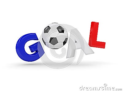 3d rendered word GOAL with soccer ball isolated on white Stock Photo