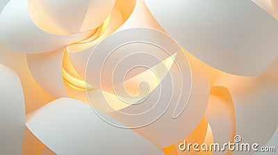 A 3D rendering of abstract art featuring overlapping white and orange shapes. Stock Photo