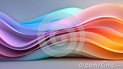 A 3D rendering of abstract art featuring a series of overlapping, curved shapes in various colors. Stock Photo
