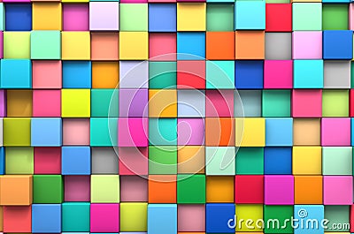 3D rendering abstract background of multi-colored cubes Stock Photo