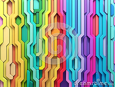 3D rendering abstract background of multi-colored lines shapes Stock Photo