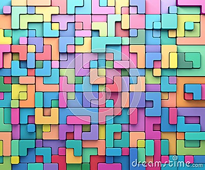 3D rendering abstract background of multi-colored rounded shapes Stock Photo