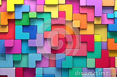 3D rendering abstract background of multi-colored rounded shapes Stock Photo