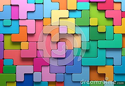 3D rendering abstract background of multi-colored rounded shapes Stock Photo