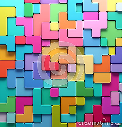 3D rendering abstract background of multi-colored rounded shapes Stock Photo