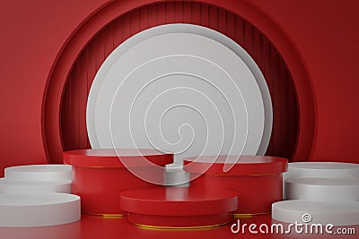3D Rendering Abstract background with realistic basic geometry cylinder pedestal podium. Minimal scene for product display Stock Photo