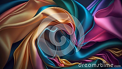 3d rendering, abstract background of wavy silk fabric. 3d illustration. Cartoon Illustration