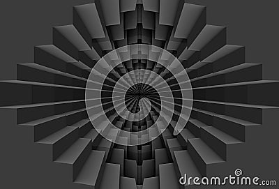 3D rendering. Abstract Black Square Grid tunnel wall background. Stock Photo