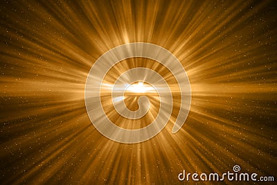 3D rendering, abstract cosmic explosion shockwave warm gold energy on black background, texture effect Stock Photo