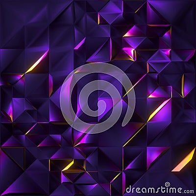 3d rendering, abstract faceted crystal background, iridescent violet pink metallic texture, triangle tiles Stock Photo