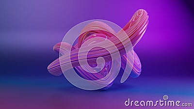 3d rendering of an abstract gradient background and a fantastic elegant figure. A large node, a torus, the surface is covered with Cartoon Illustration
