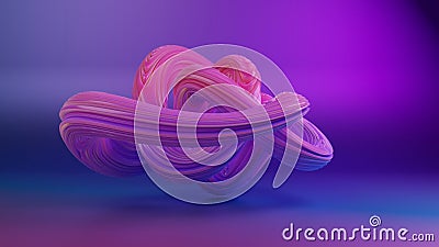 3d rendering of an abstract gradient background and a fantastic elegant figure. A large node, a torus, the surface is covered with Cartoon Illustration