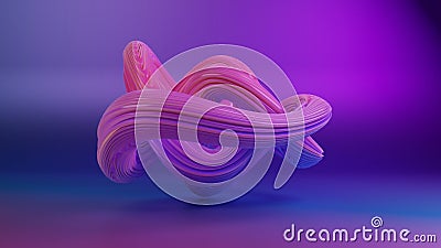 3d rendering of an abstract gradient background and a fantastic elegant figure. A large node, a torus, the surface is covered with Cartoon Illustration