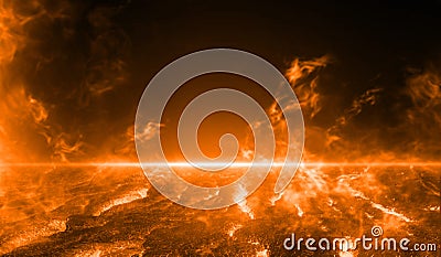 3D rendering abstract heat cracked ground texture after eruption volcano lava Stock Photo