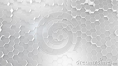 3D rendering of abstract hexagonal geometric white surfaces in virtual space Stock Photo