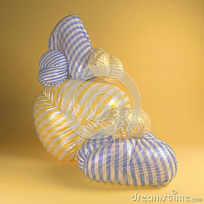 3d rendering of abstract illustration with amorphous strange puff cellophane objects. Cartoon Illustration
