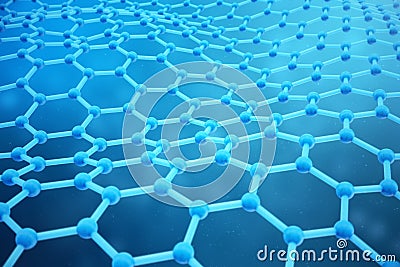 3D rendering abstract nanotechnology hexagonal geometric form close-up. Graphene atomic structure concept, carbon Stock Photo