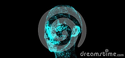 Network Plexus Connection Net On Human Face Stock Photo